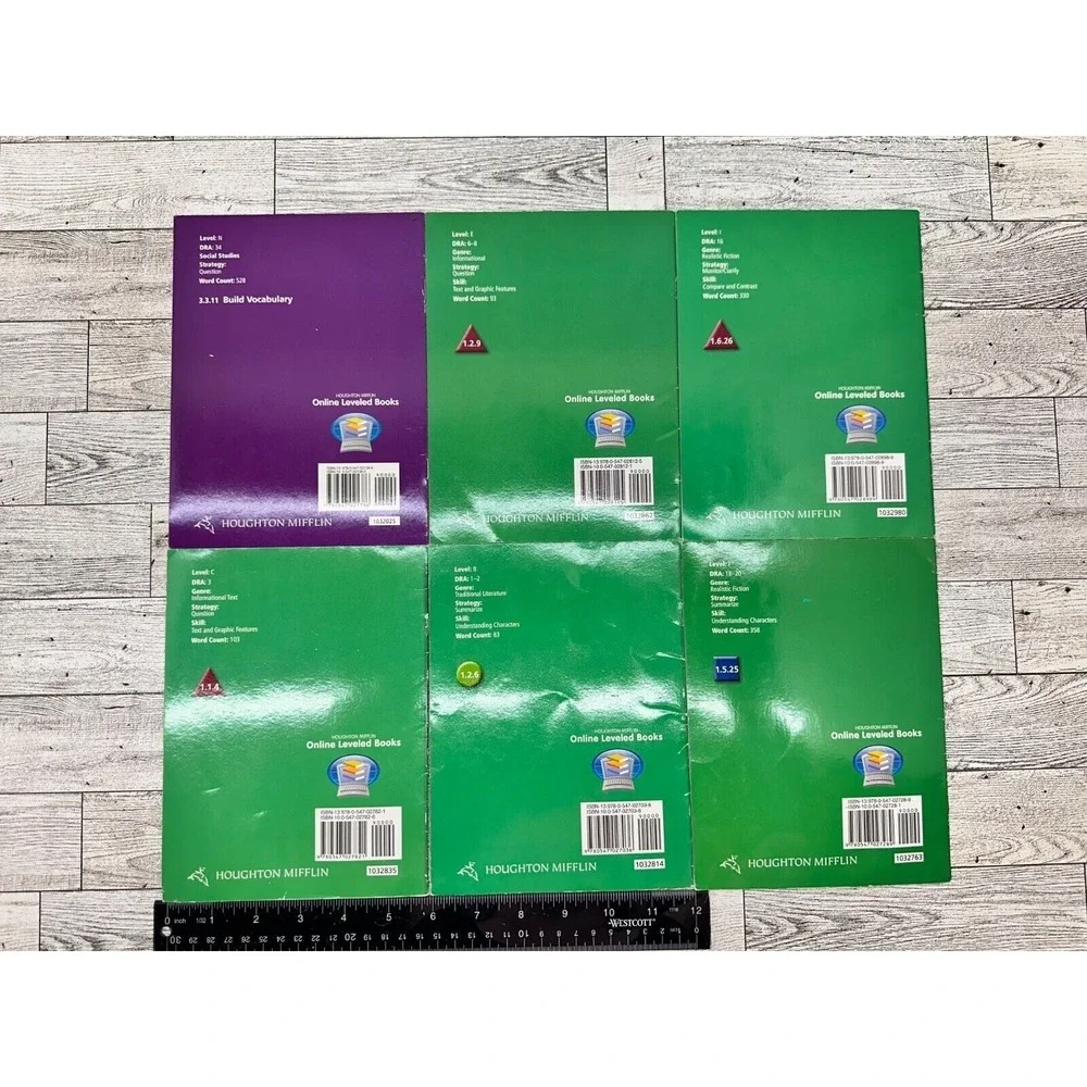 Lot of 6 Houghton Mifflin Early Readers Kids Leveled Reading Practice‎ Books Set